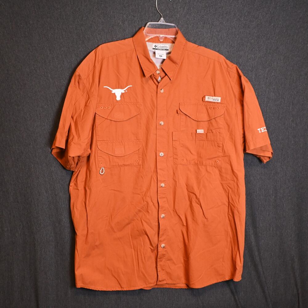 Columbia PFG Men's XL Texas Longhorns Orange Fishing Shirt Button Up Outdoors